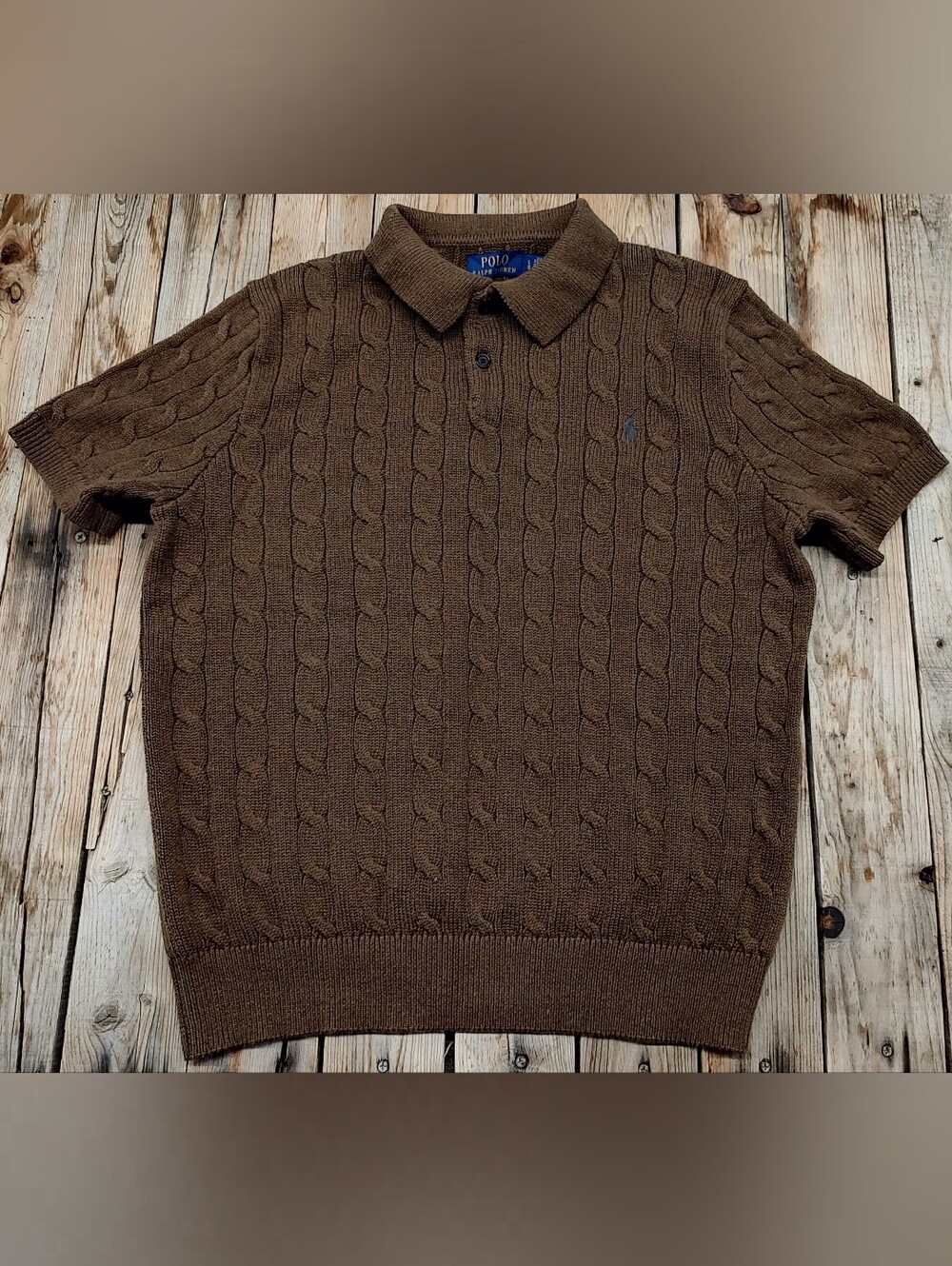2000's Polo Ralph Lauren Cable knit short sleeve sweater. men's Size Large